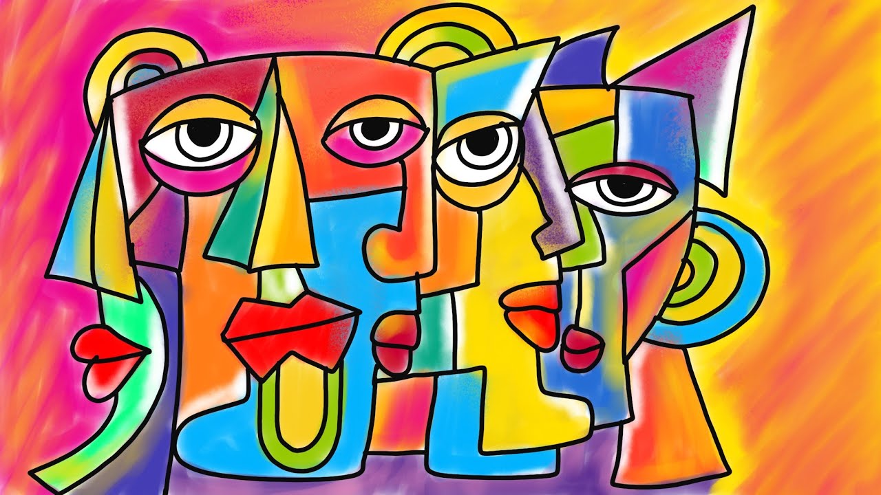 Cubism Picasso inspired Abstract portrait | Cubism art lesson for kids | How to draw Cubism faces