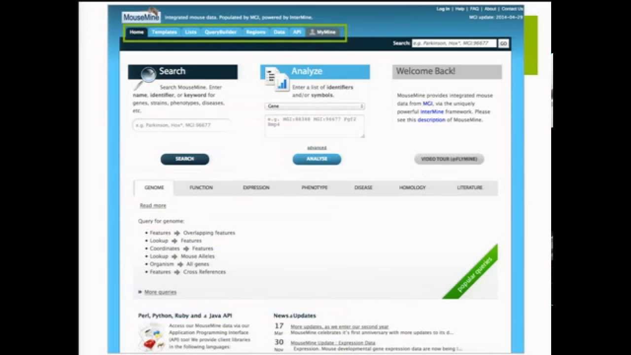 MouseMine Computational platform for MGI access - module 4 (MouseMIne)