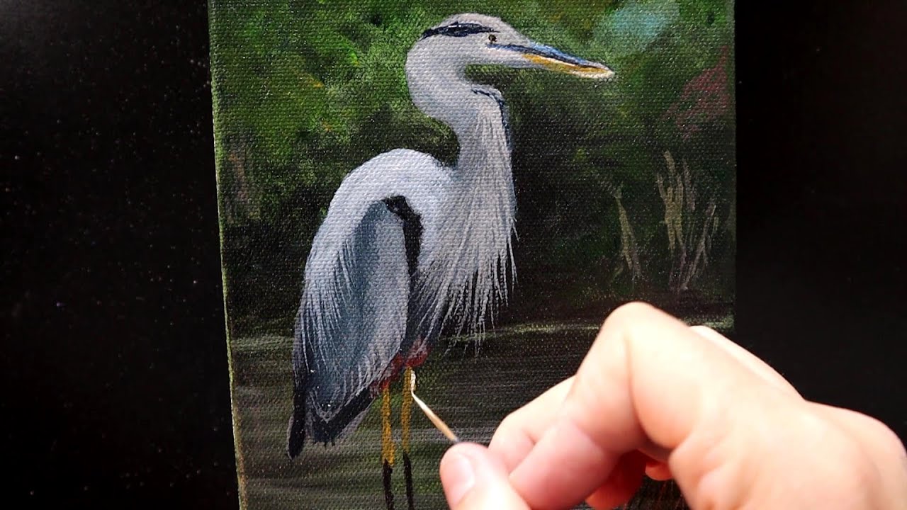Blue Heron Acrylic Painting Full Length Tutorial #art #painting #birdpainting