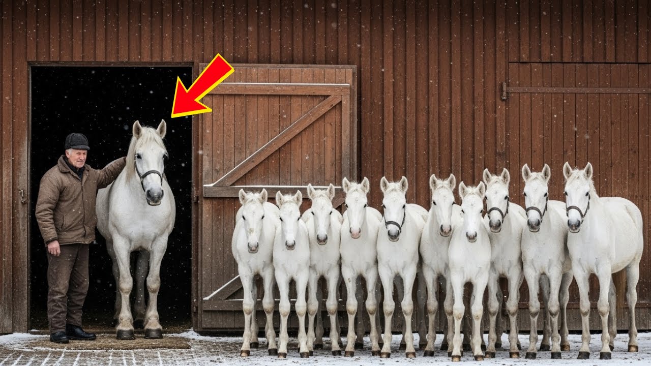 Ein Bauer ließ 8 „das Fohlen des Pferdes“ frierende  mit einer riesigen Stute in den Stall – der