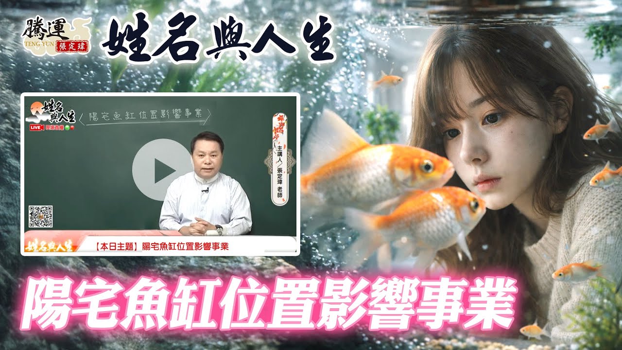 你的住家或辦公場所有魚缸嗎？趕緊檢視魚缸的位置，擺錯事業錢財都不順！全球風水易經姓名學大師張定瑋