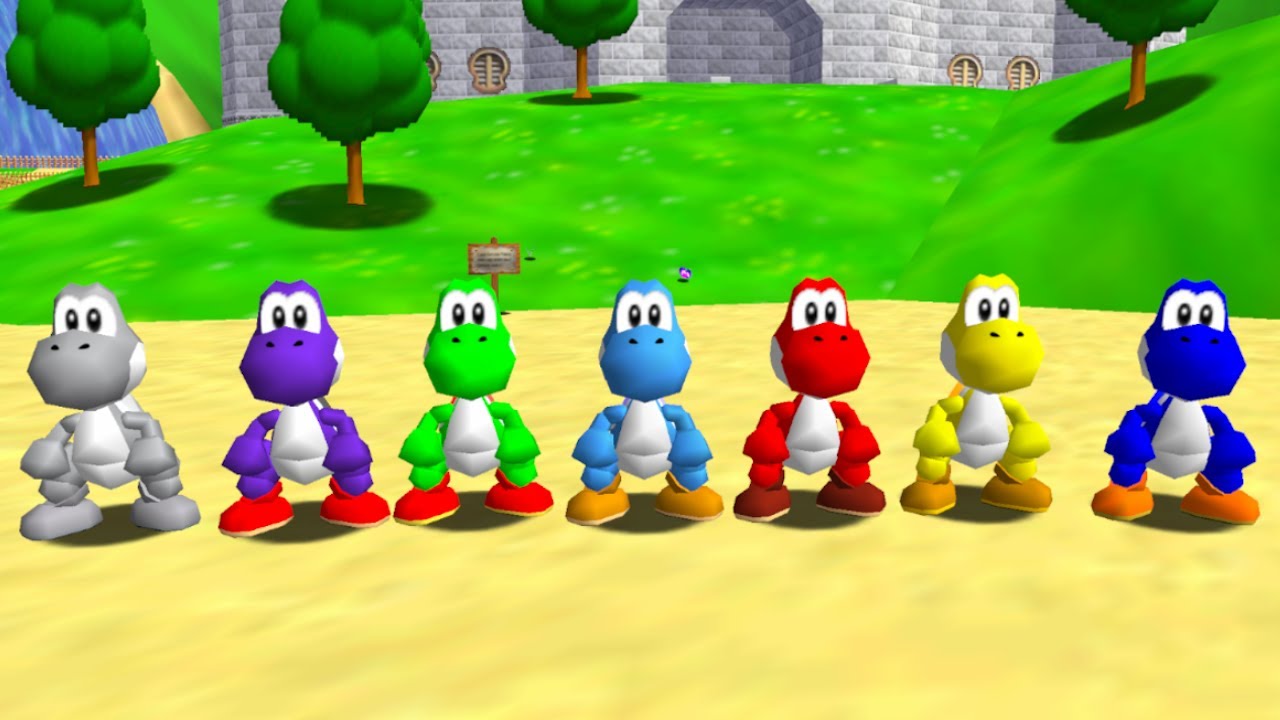 Yoshi in Super Mario 64 (7 Players) - Full Game 100% Walkthrough
