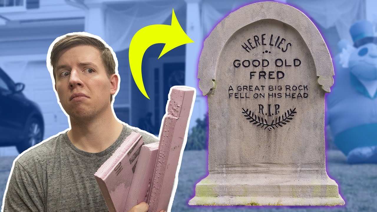 Making Haunted Mansion Tombstones from Insulation Foam