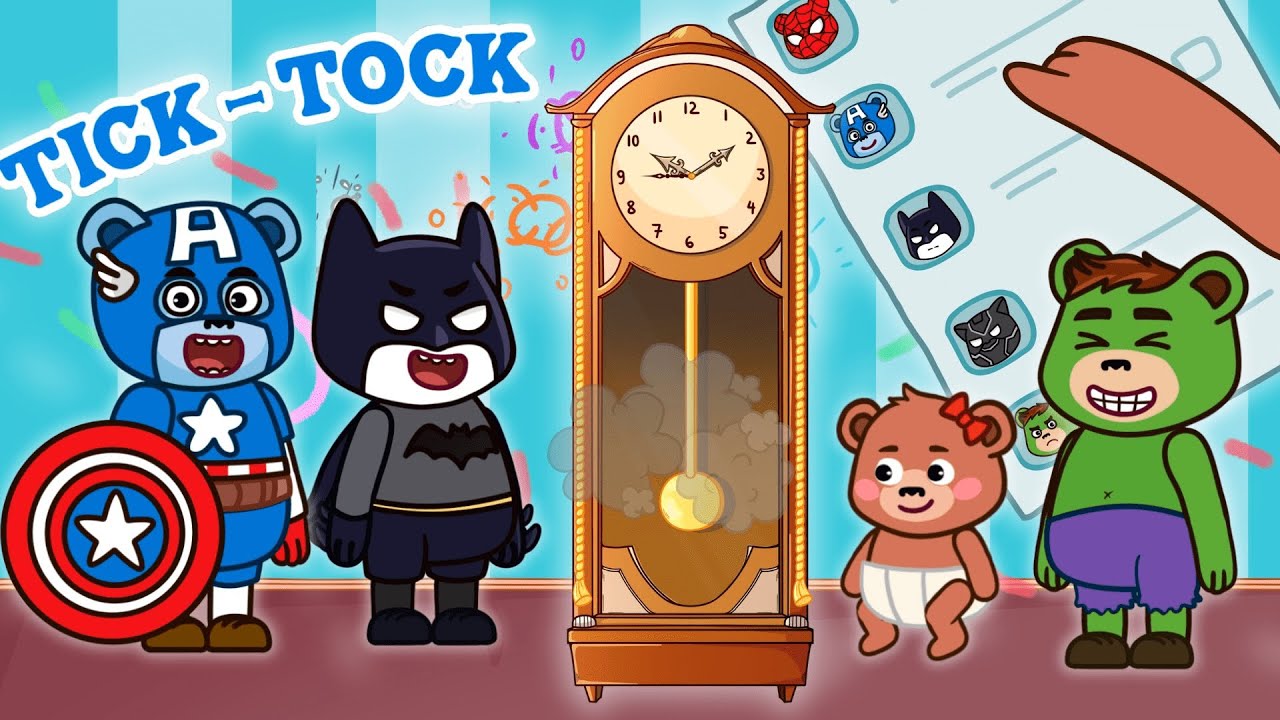 Adventure Time with Superhero Hickory Dickory Dock | Featuring Batman, Hulk, and Captain America
