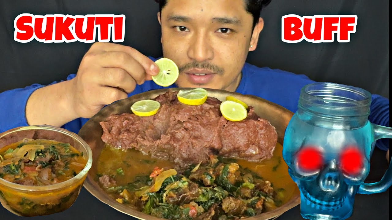 BUFF SUKUTI SAAG MIX CURRY,KODO KO DHIDO,LEMON MUKBANG 😋