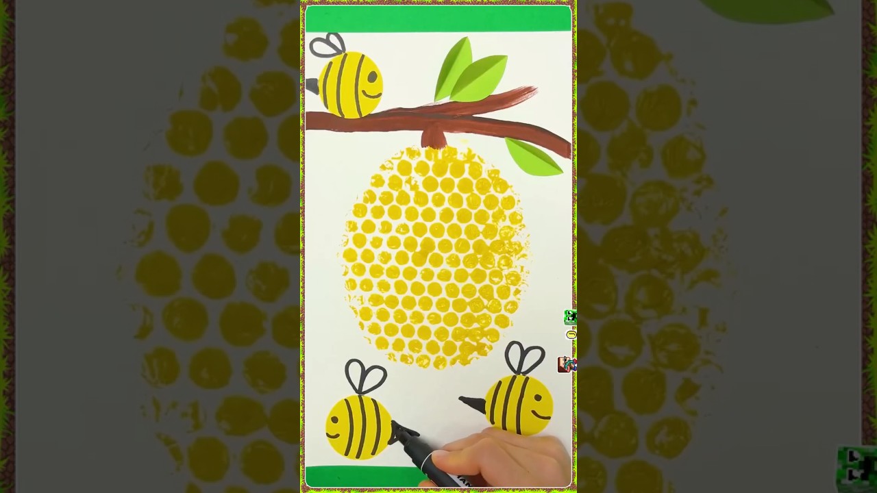 ✨ How to draw a HONEYCOMB with BUBBLE WRAP! #shorts #kids