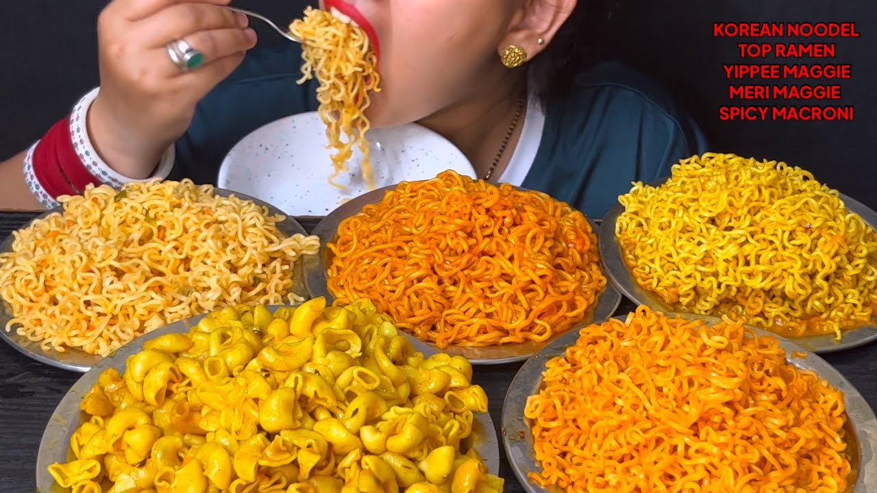 Eating Korean noodle, Spicy Macroni, Top Ramen, Yipee NOODEL, Maggie I Eating Challenge I Foodie Gd