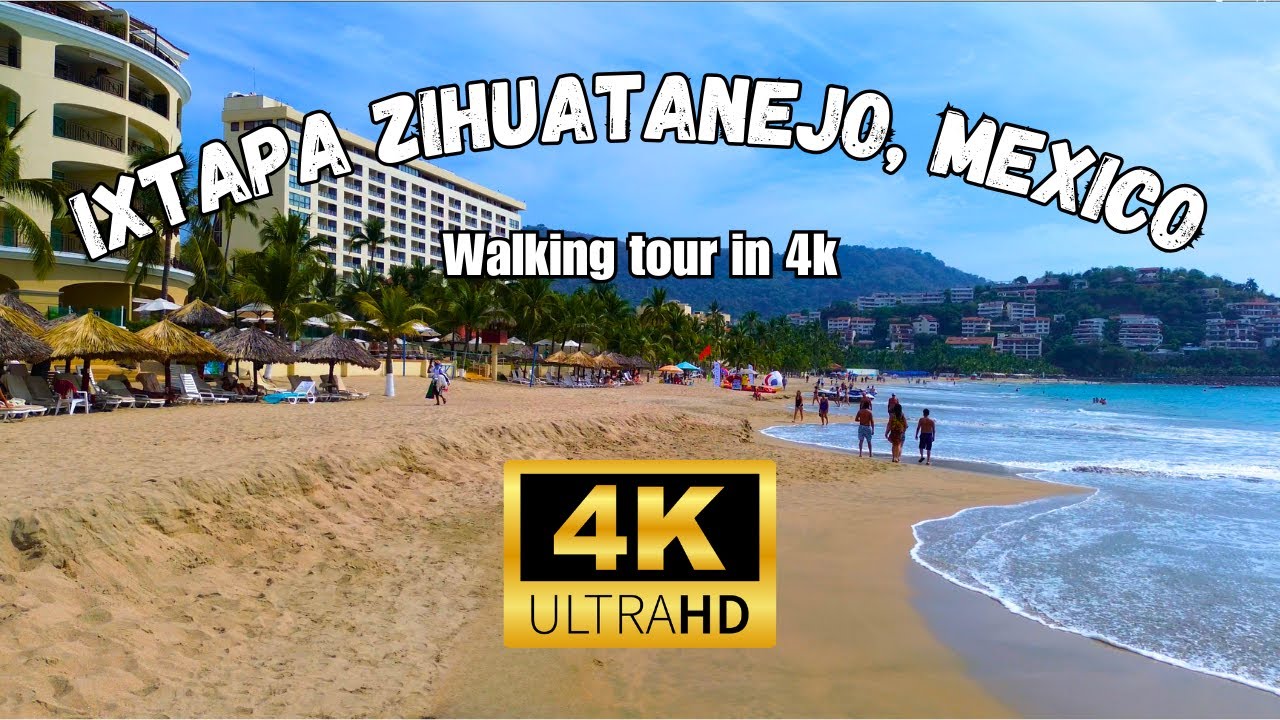 A walking tour of Ixtapa Zihuatanejo, Mexico in 4k (chill Music)