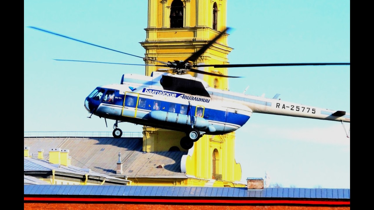 Mi-8 Helicopter taking off at St.Petersburg