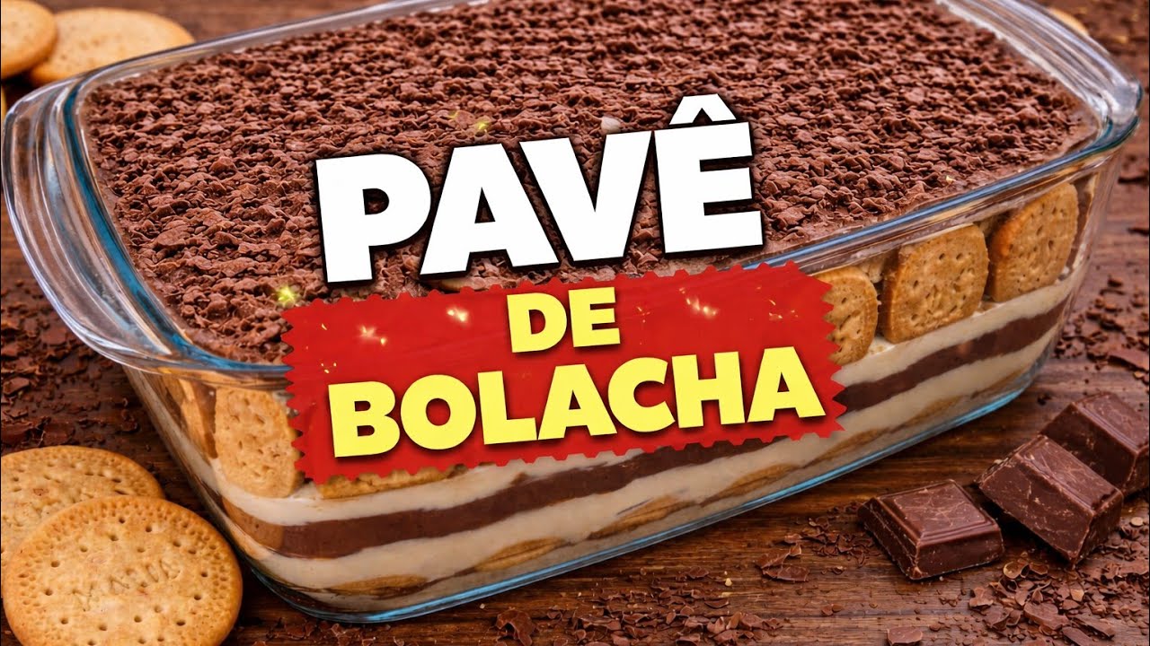 Pavê de bolacha Maria com cobertura de ganache #pavê