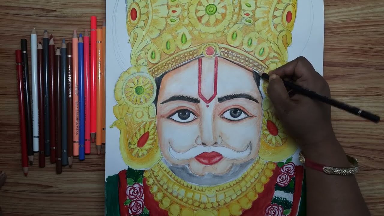 Khatu Shyam Baba drawing ||  Shyam Baba Khatu Shyam drawing ||   easy Khatu Shyam painting|| 