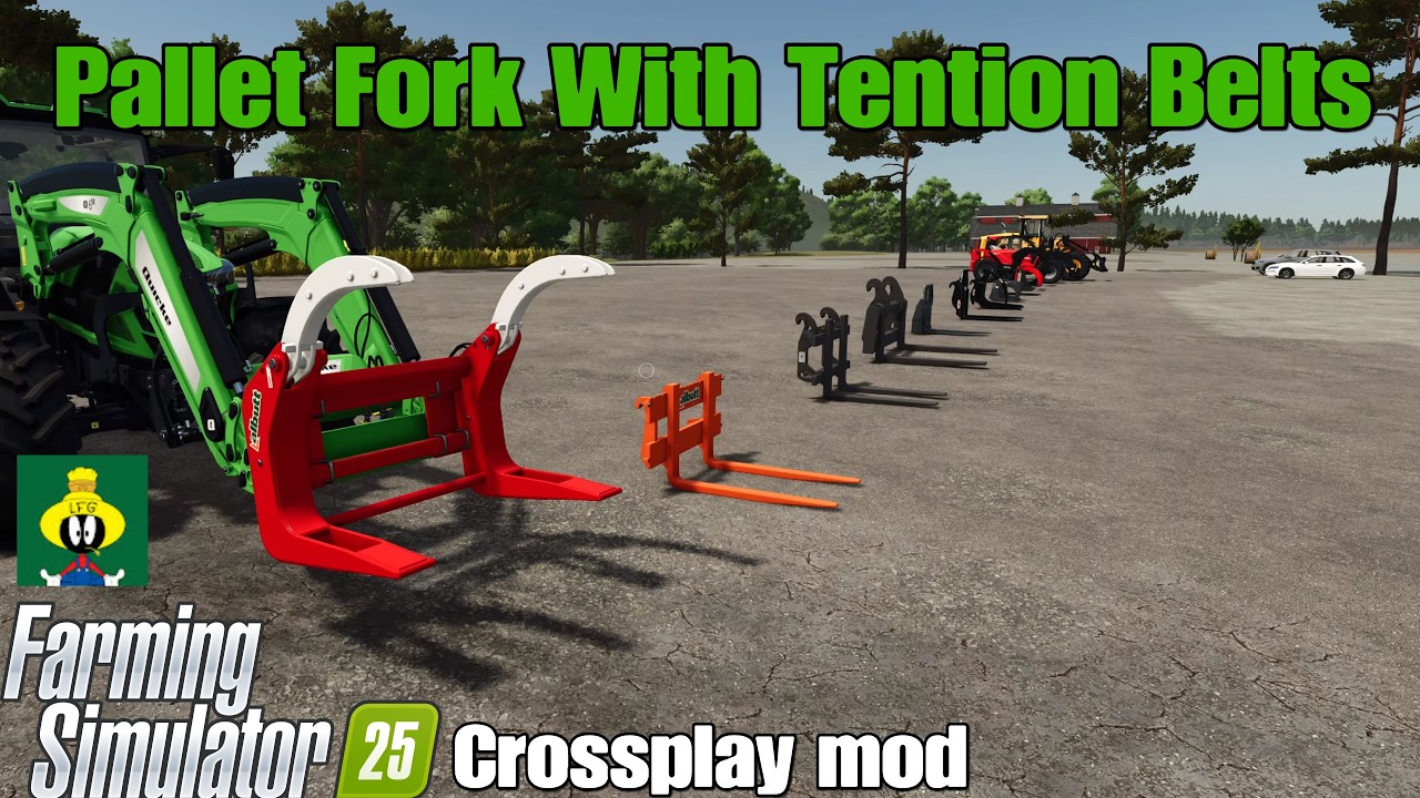Pallet Fork With Tension Belts / FS25 crossplay mod