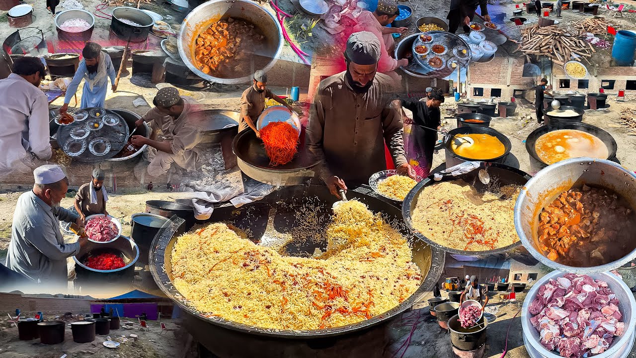 Traditional Wedding ceremony in Afghanistan | Giant size Kabuli Pulao prepared | Afghan village food