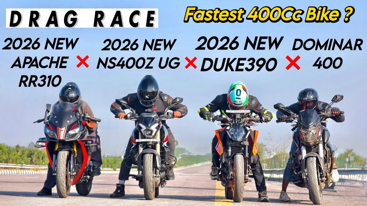 Apache RR 310 vs Ns400z vs Duke390 vs Dominar400 Drag race top speed ! Apache Ne to Sab ko Pal Diya🔥