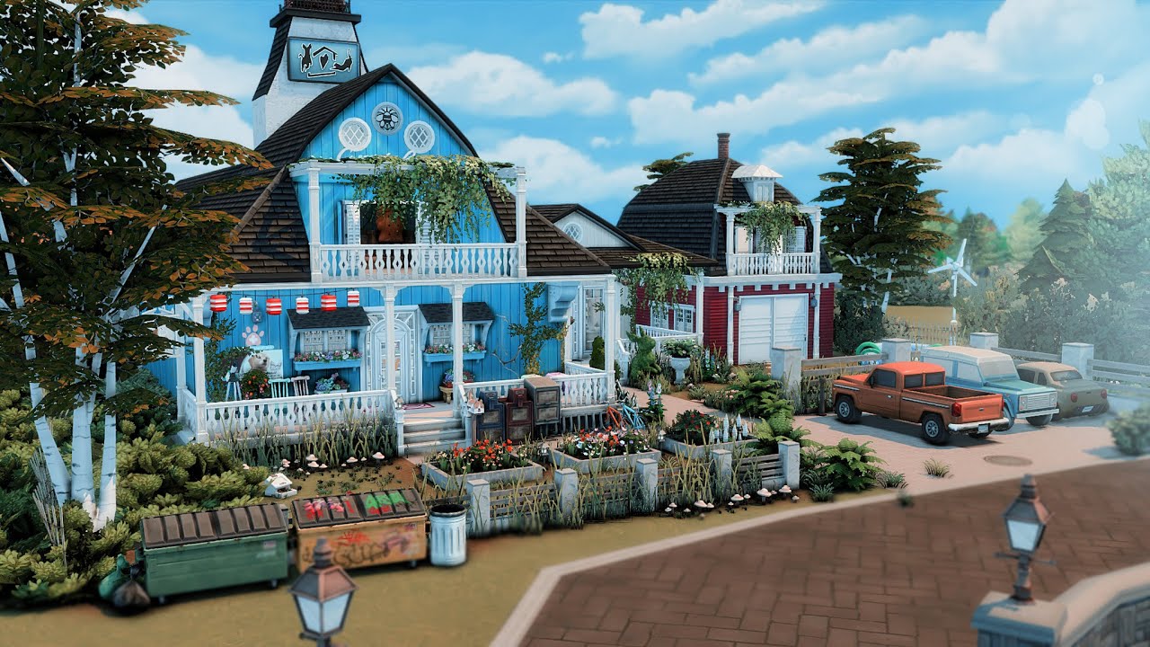 Vet Clinic 🐶 & Animal Shelter 🐱 with Small House 🏡 The Sims 4 - Stop motion speed build (NO CC)