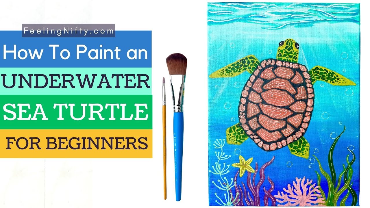 Sea Turtle Painting Tutorial For Beginners | How To Draw Sea Turtle | Underwater Sea Painting