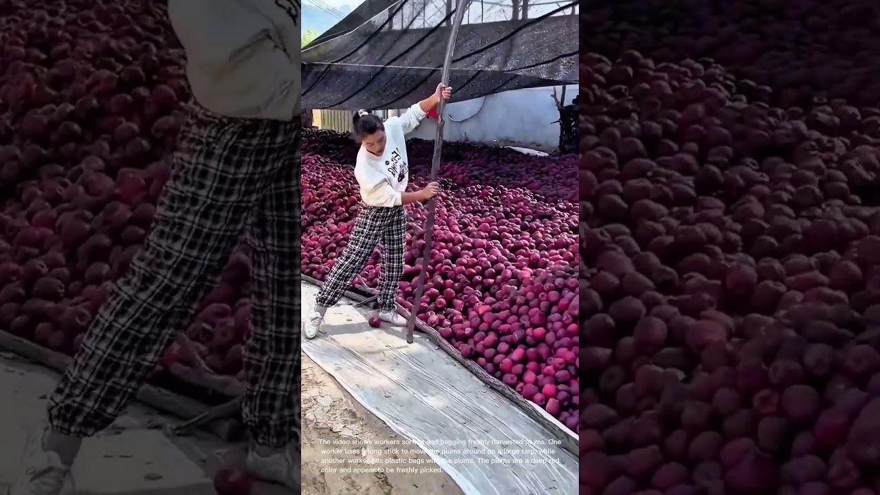 Plum Harvest: Sorting and Bagging Freshly Harvested Plums
