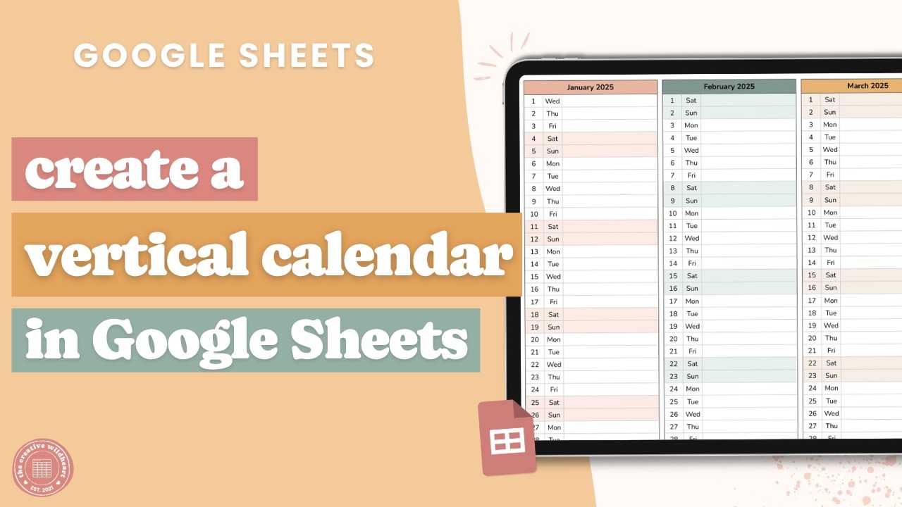 How to Create a Vertical Calendar in Google Sheets (Year at a Glance Layout)