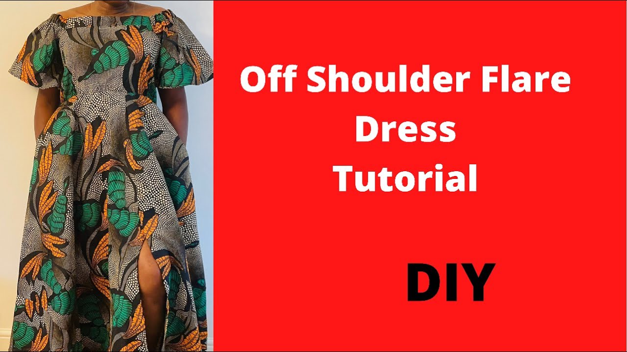 Off Shoulder Flare Dress with Side Slit@stylewithOma : One size fit#easy#sew#howto