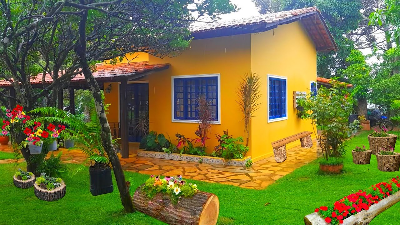 JARDIM DECORADO COM TRONCOS