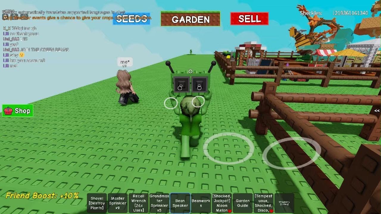 Trying to make people green beans in Grow a garden