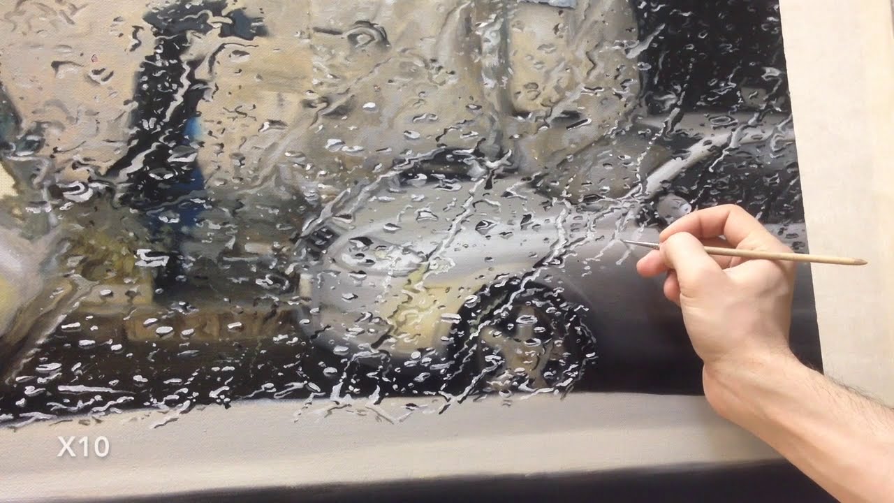 Как рисовать капли дождя на стекле  |  How to paint a simple drops of rain on a glass