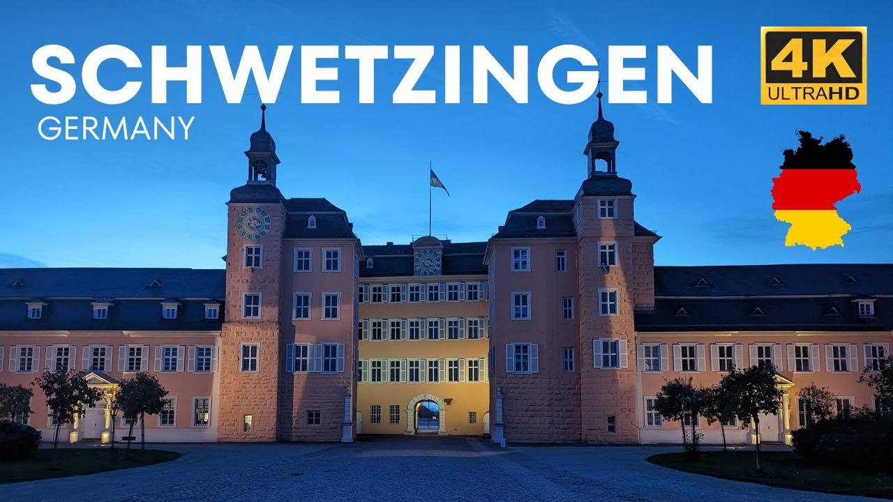 Schwetzingen, Germany: A walking tour at night in 2023 I  4K HDR