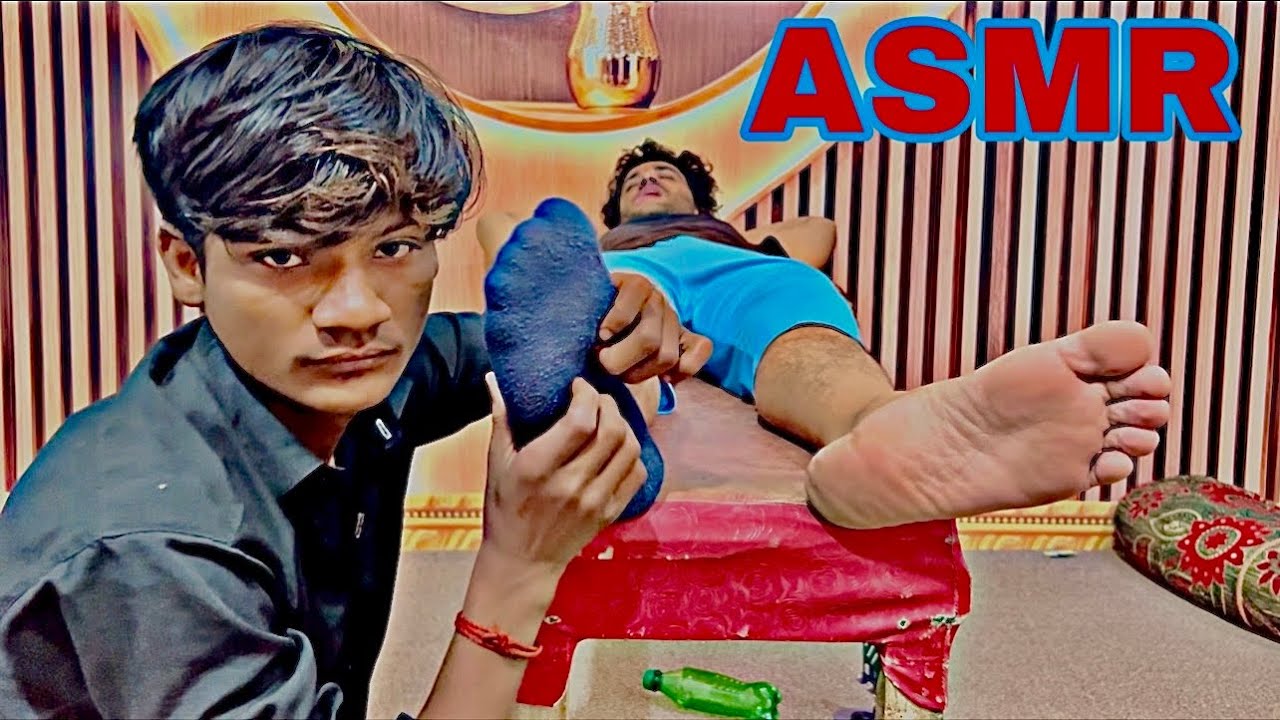 ASMR : FEET CARE MASSAGE || FEET TICKLE WEARING SOCKS 🧦 