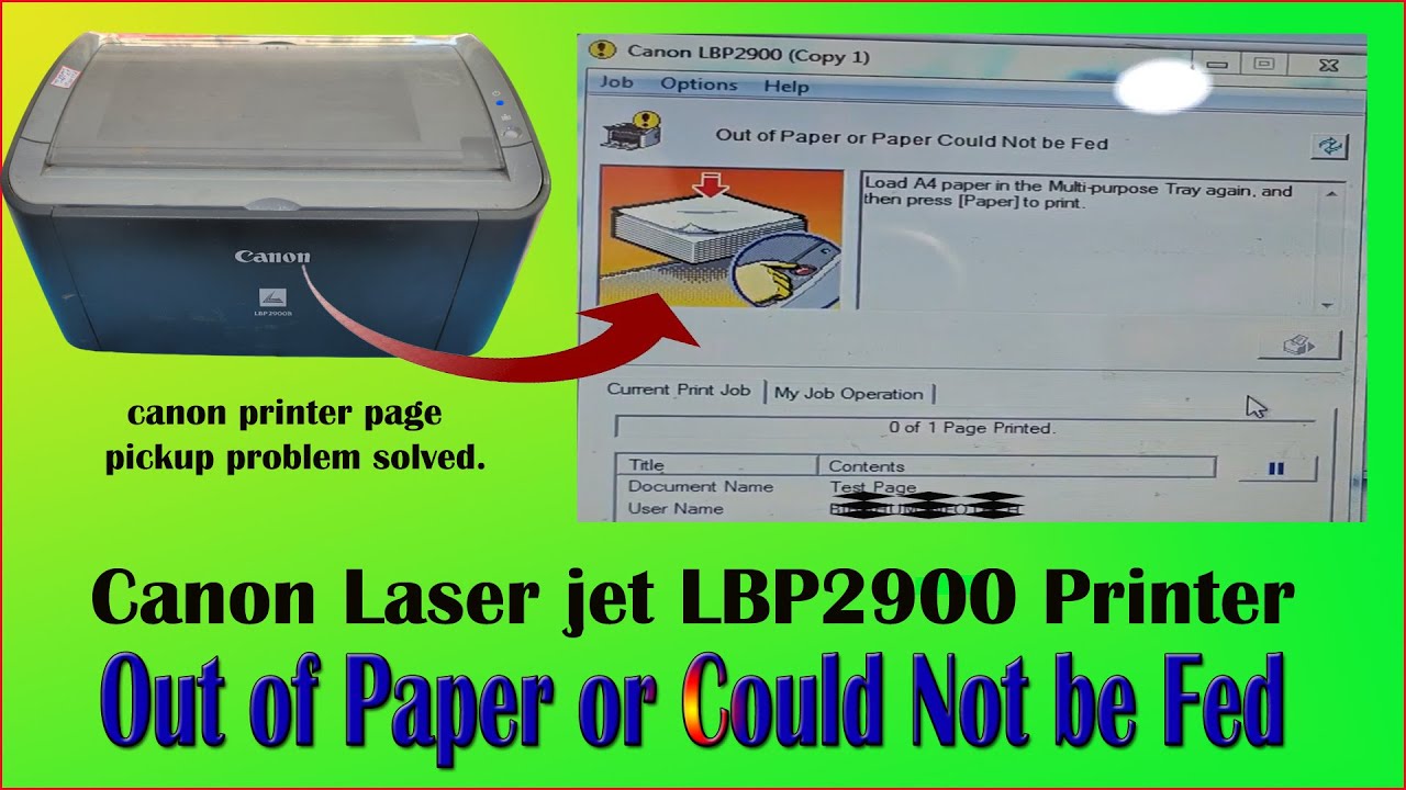 Canon LBP 2900 LaserJet printer page pickup issue solved. Fix Canon laser printer page pickup.