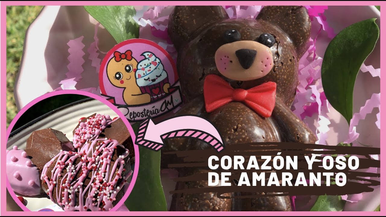 ALEGRÍAS de amaranto de chocolate en forma de oso 🐻 y corazón 💜