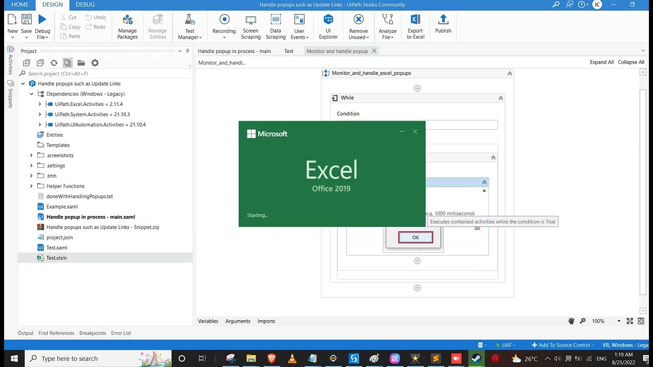 UiPath Handle Popups Snippet Tutorial