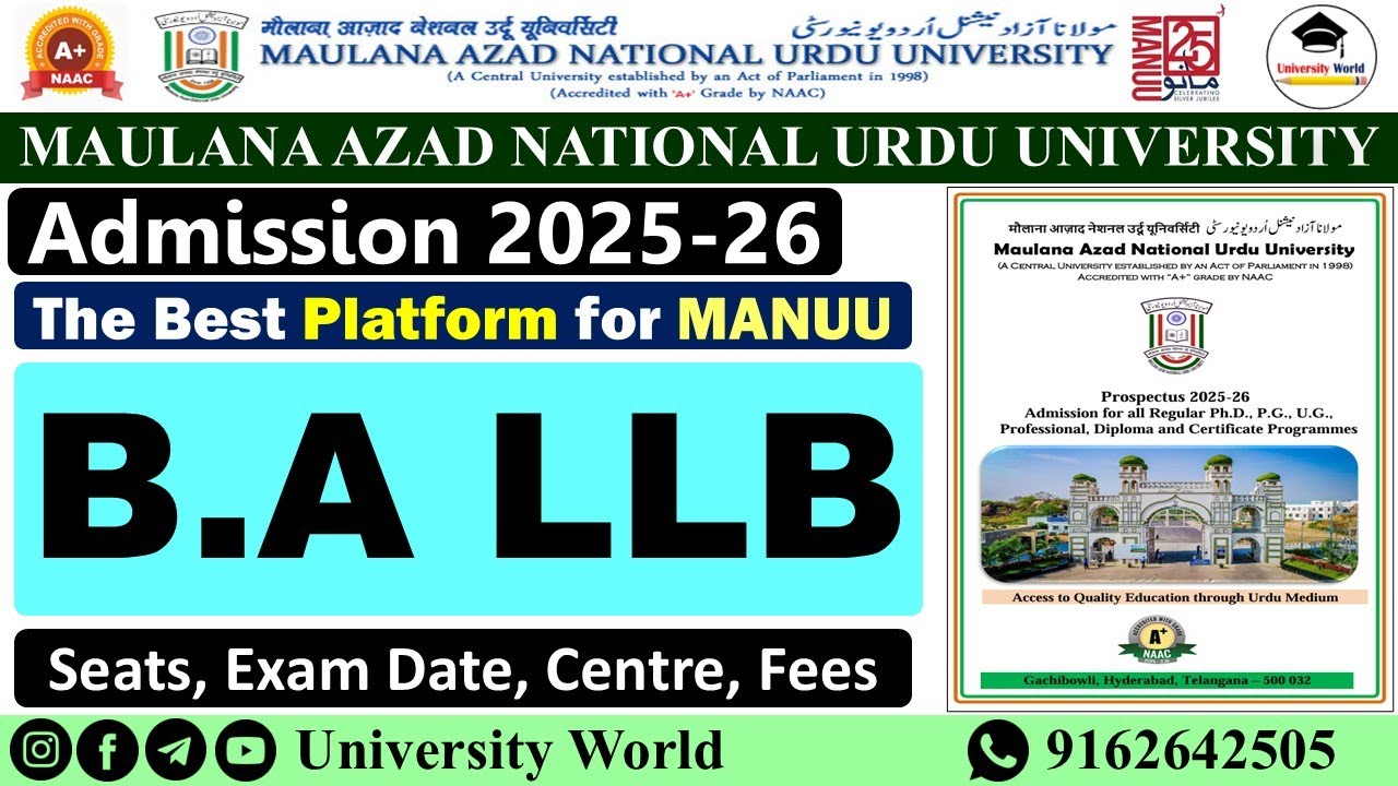 Manuu B.A LLB Apply Date, Exam Date, Fees, Syllabus, Seats, Hostel | @UniversityWorld