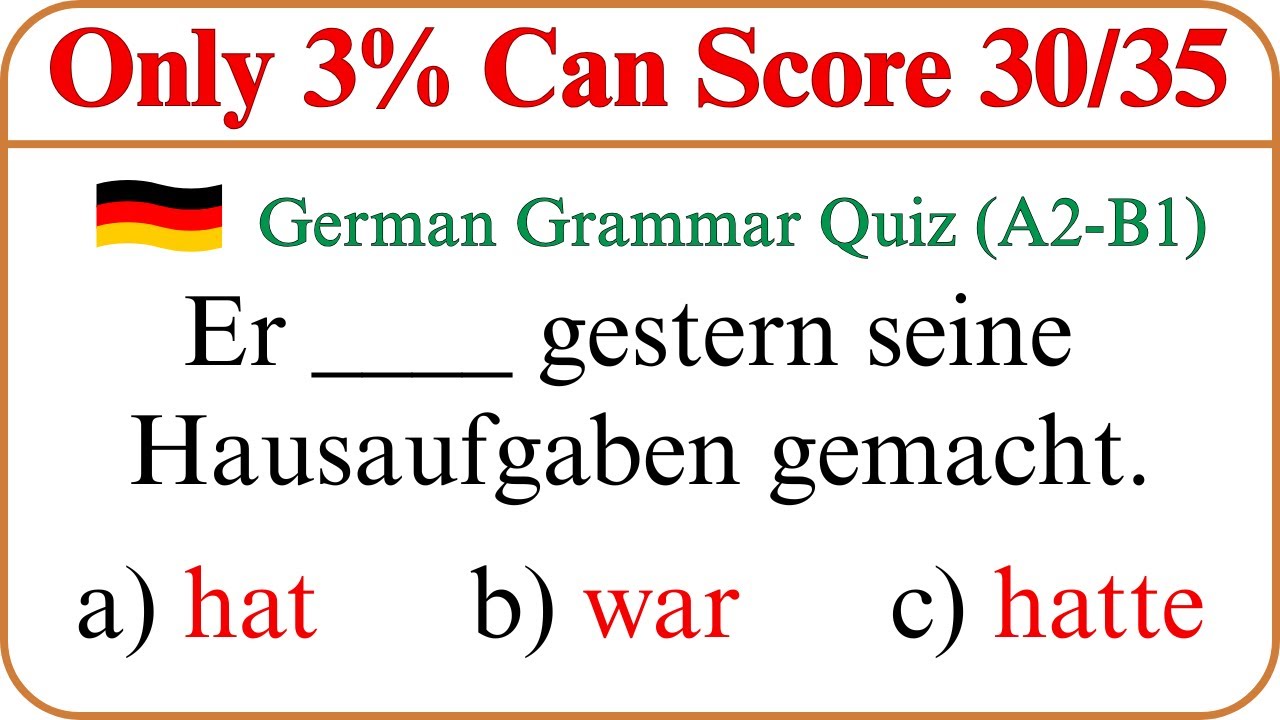 Deutsch Grammatik Test | A2-B1 Quiz: Wie gut ist dein Deutsch? 🧠✅