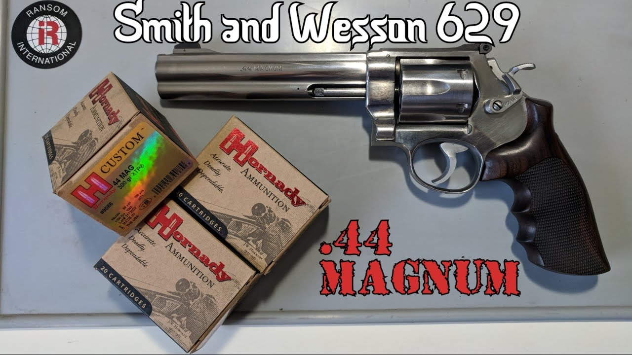 Smith & Wesson 629 .44 magnum revolver with Hogue grips and a ported barrel