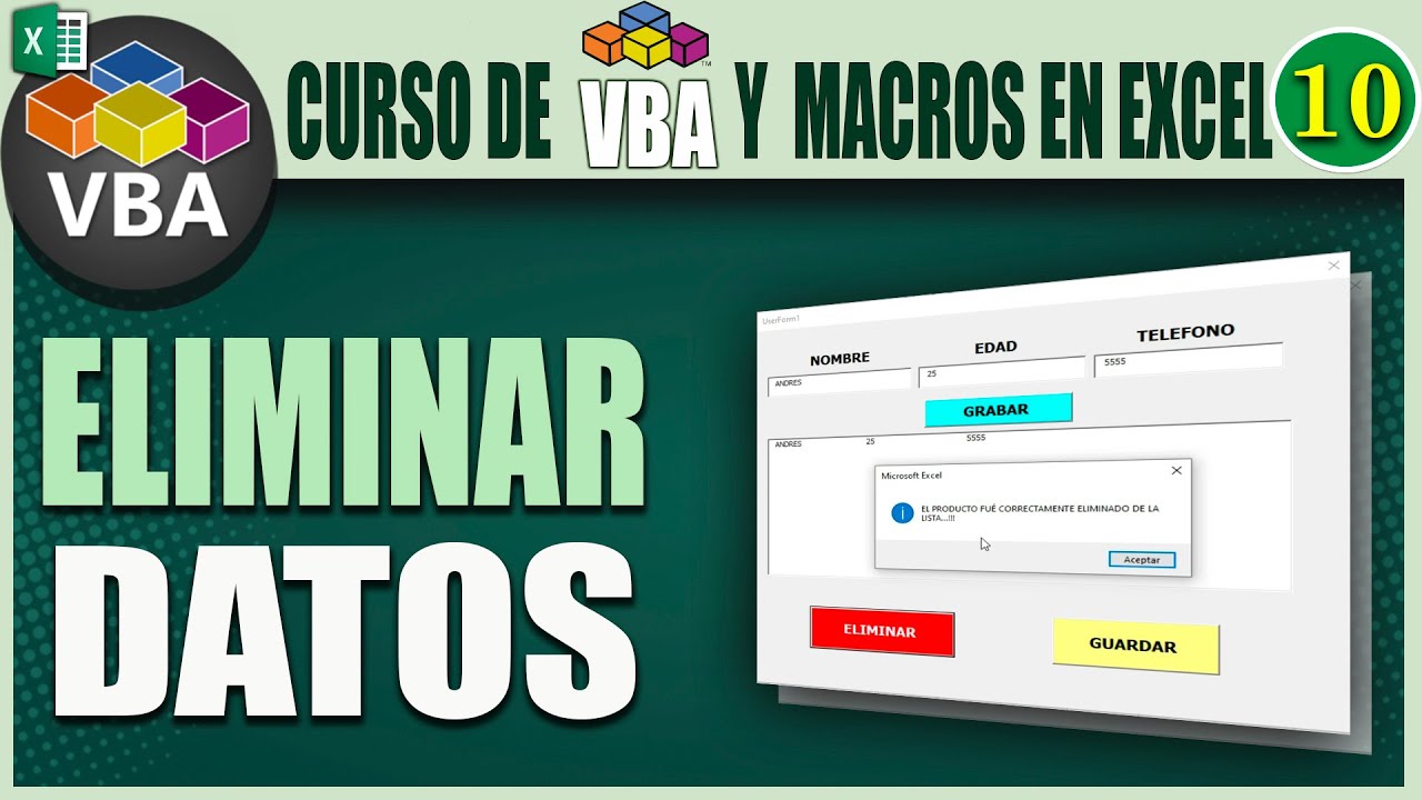 📊 Curso de VBA y MACROS en Excel #10 | Eliminar datos de un LISTBOX en formulario de Excel
