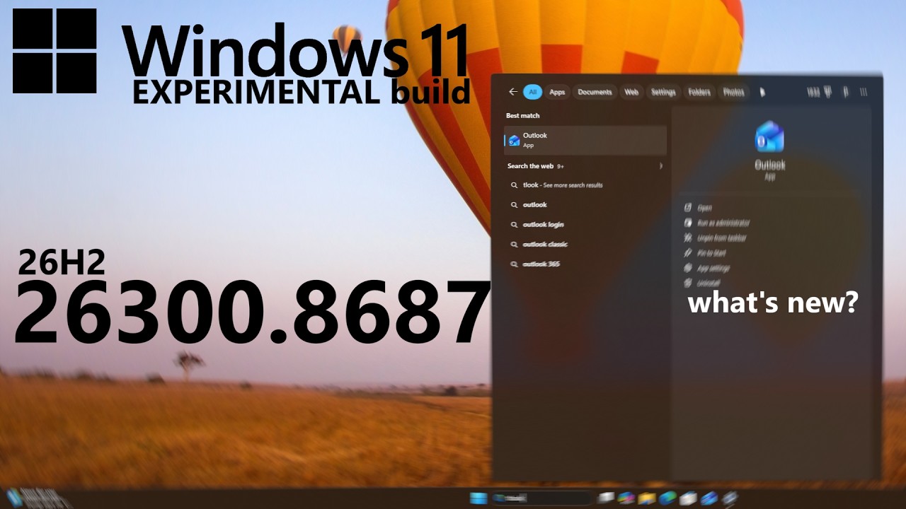 Windows 11 Experimental Build 26300.8687 (26H2): What's New?