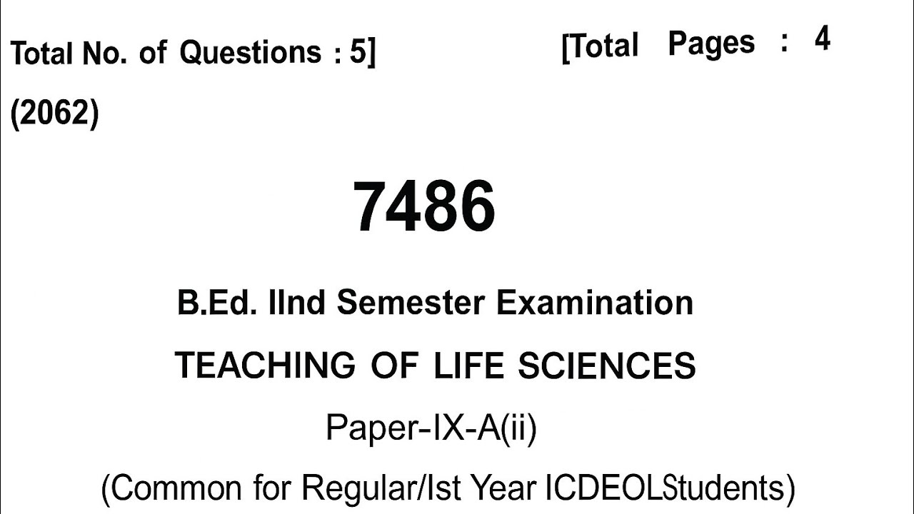 Teaching of Life Science | Pedagogy of Science | HPU B.Ed 2nd Semester
