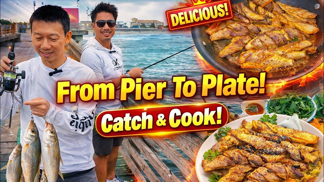 Fishing at 91st Street Pier Galveston TX | Catch & Cook Fresh Fish