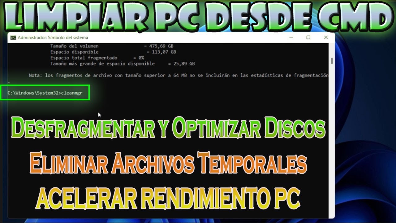 Como Limpiar tu PC desde CMD |Desfragmentar Disco Duro y Eliminar Archivos Basura en Windows 8/10/11