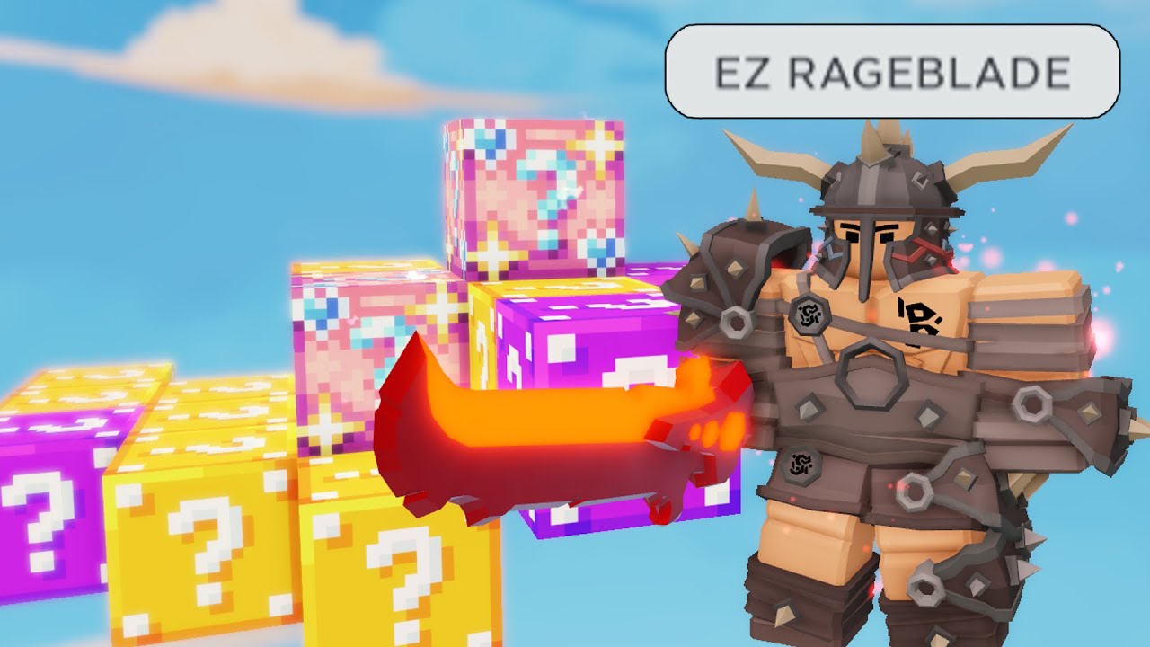 Barbarian in Lucky Block is EZ Rageblade🔥 (Roblox Bedwars)
