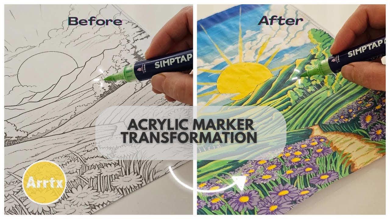 Color With Me Landscape with Arrtx Simptap Acrylic Markers