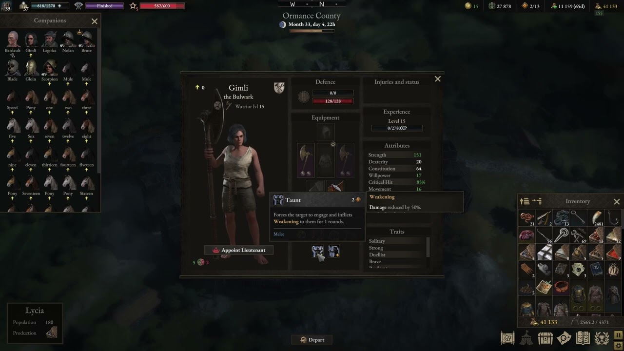 Wartales | Endgame | Warrior Sentinal Build and Guide