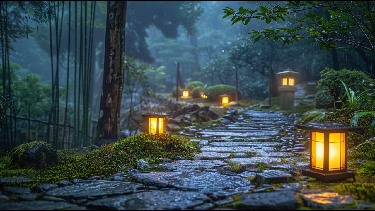 Rainy Evening in Kyoto | Japanese Garden Ambience for Sleep