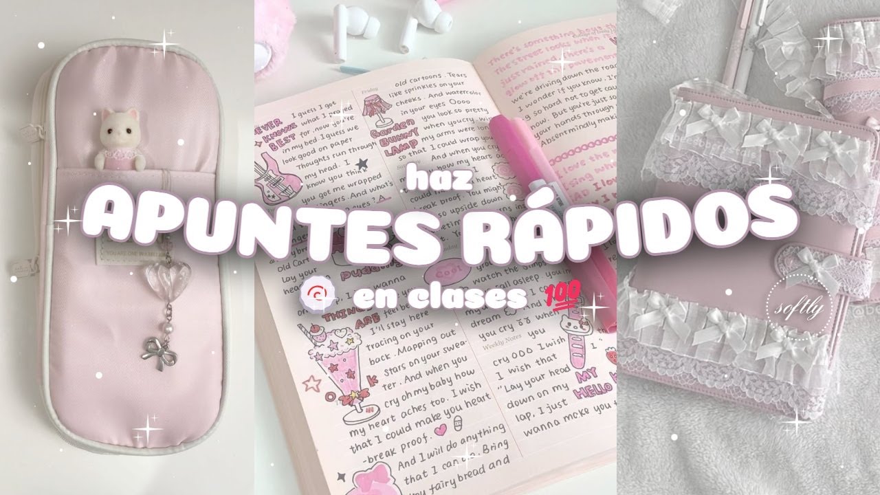 🤍 Haz APUNTES RÁPIDOS & BONITOS en CLASES *tips que no fallan* 🍥💯 | softly