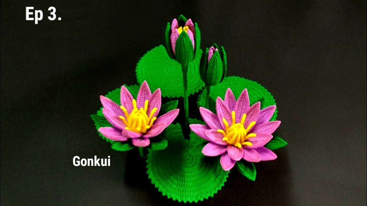 Ep3. Sepals 🪷Crochet Water Lilly flower tutorial step by step #crochetflower #crochet