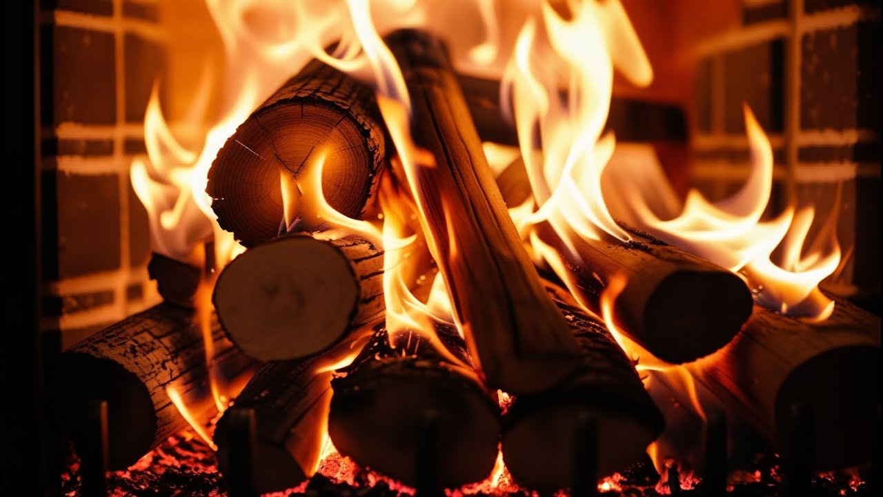 🔥Relaxing Fireplace Ambience in 4K – Cozy Warm Flames and Natural Burning Sounds.