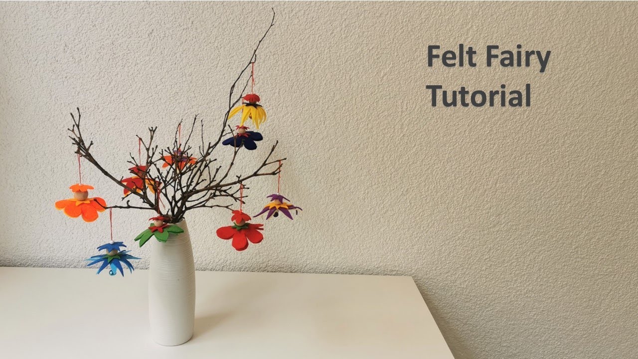 DIY Craft Ideas Felt Fairy on Tree Branch / Basteln mit Filz-Ideen Fee / 手工毡布小仙女