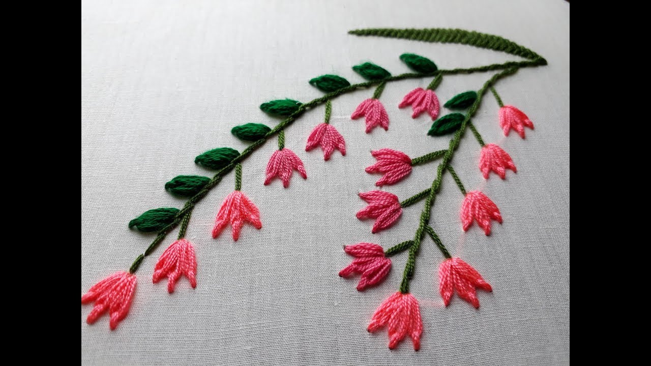 Hand embroidery lazy daisy stitch | Lazy daisy flower design