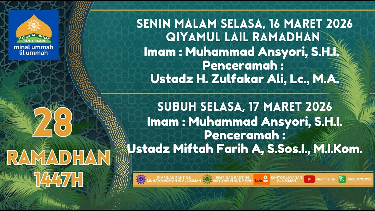 🔴LIVE | Kajian Subuh 28 Ramadhan 1447H | Ustadz Miftah Farih A, S.Sos.I., M.I.Kom. |