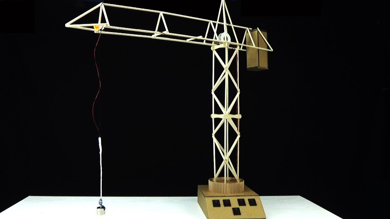 How to make a Magnetic Crane Elevator from icecream sticks.